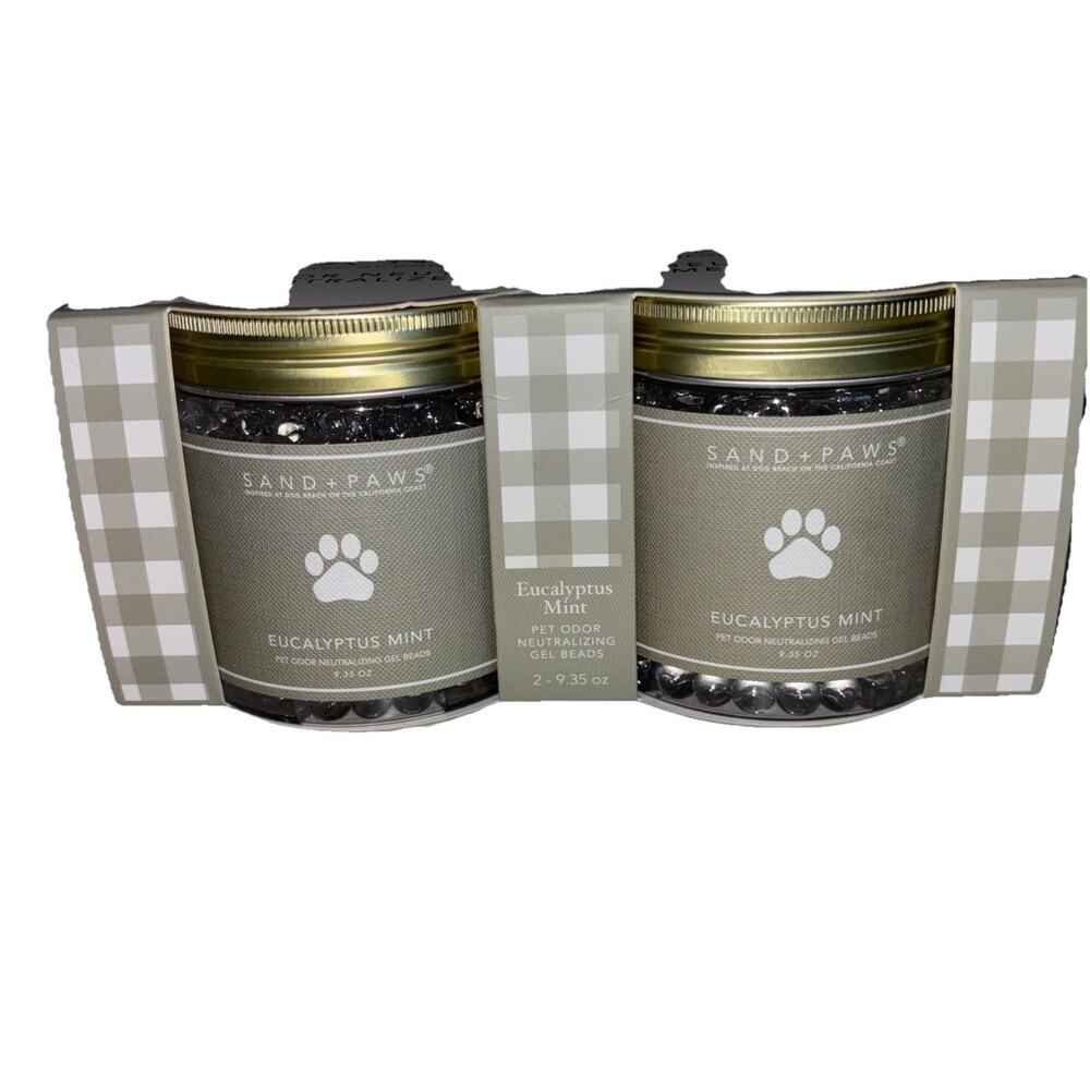 Sand + Paws Odor Neutralizing Gel Beads "Eucalyptus Mint" Set of 2 Pet Home NEW